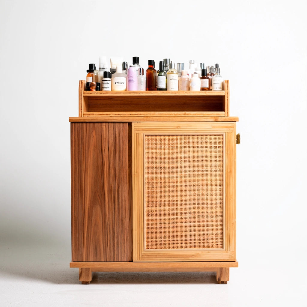 Mobile contenitore in legno, colore marrone chiaro