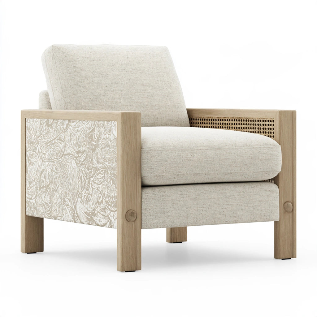 Poltrona relax con rivestimento in tessuto, colore beige chiaro