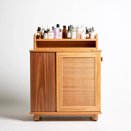 Mobile contenitore in legno, colore marrone chiaro