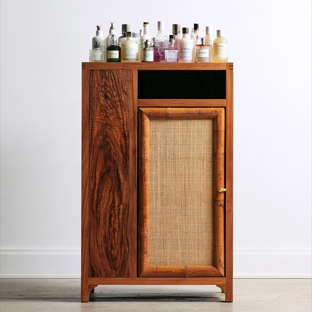 Mobile contenitore in legno, colore marrone chiaro