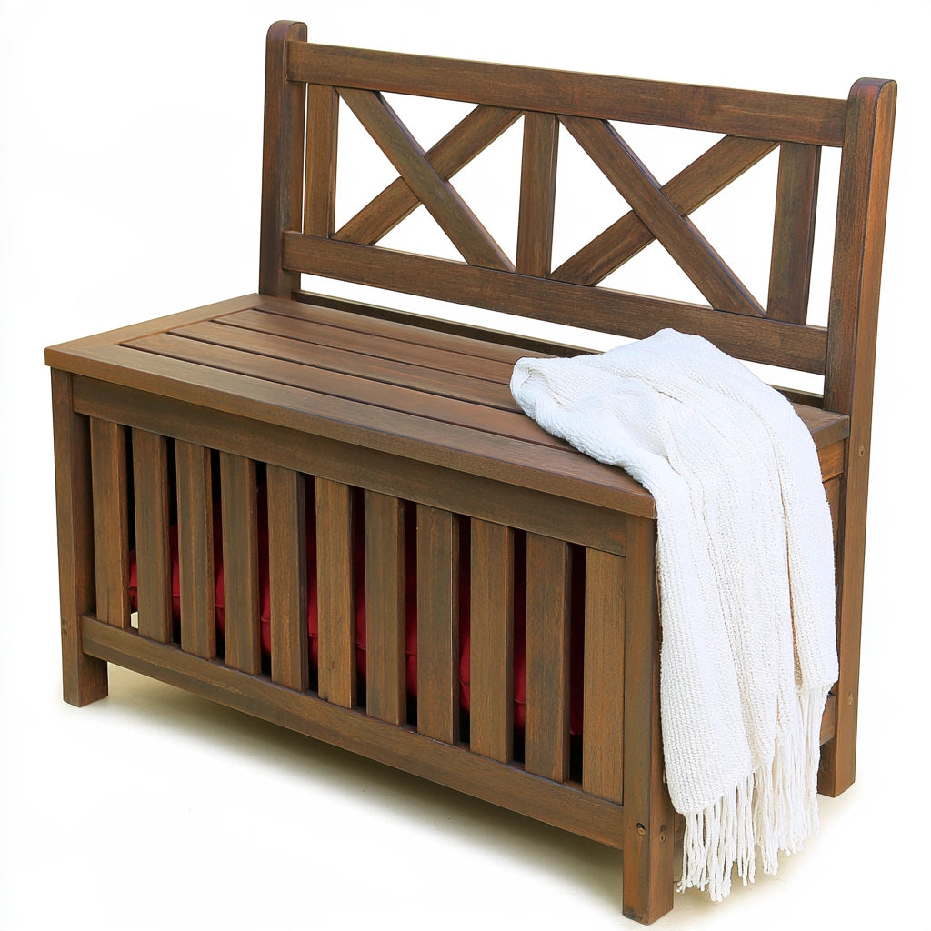 Panca contenitore in legno, colore marrone chiaro