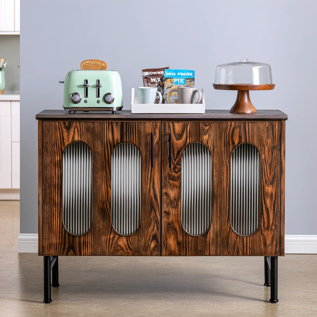 Credenza contenitore in legno, colore marrone chiaro