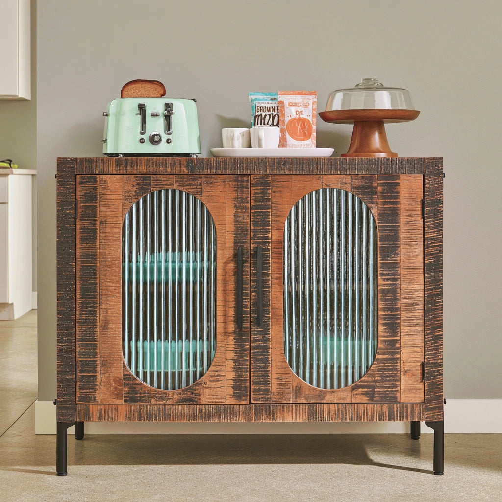 Credenza contenitore in legno, colore marrone chiaro