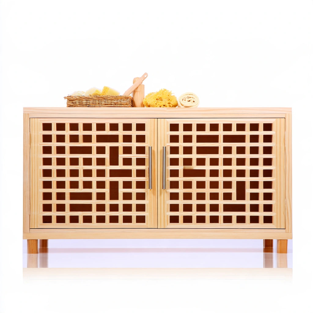 Mobile contenitore in legno, colore marrone chiaro