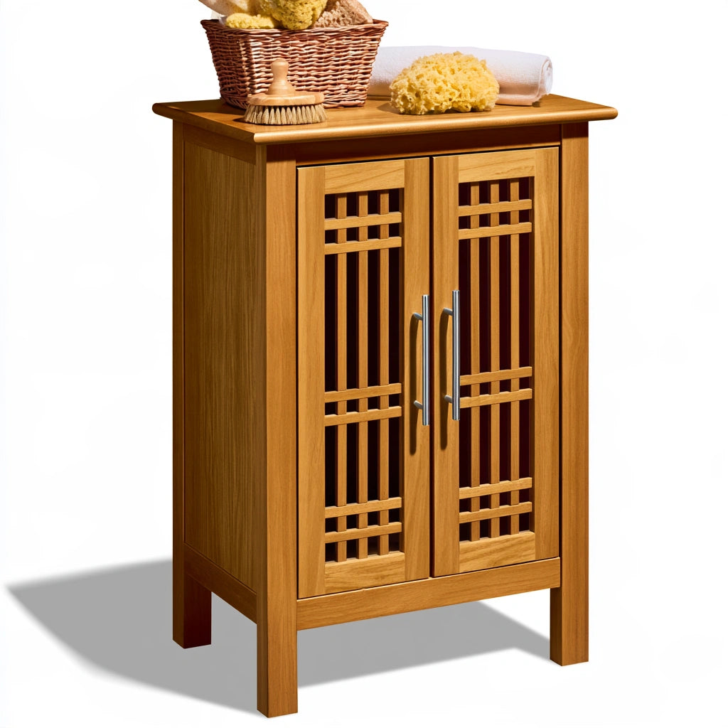 Mobile contenitore in legno, colore marrone chiaro