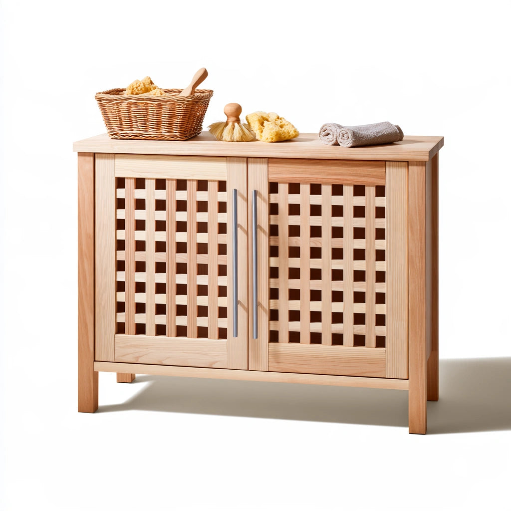 Mobile contenitore in legno, colore marrone chiaro